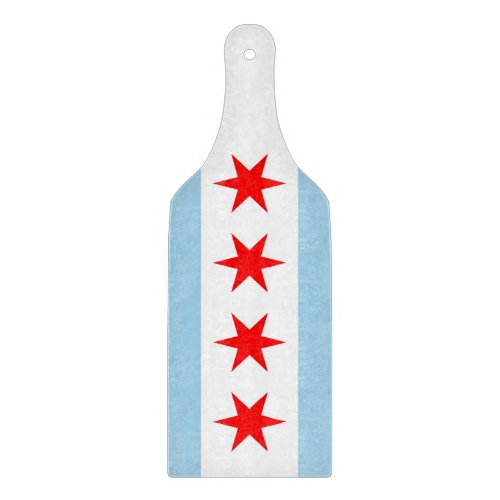 Glass cutting board paddle with Chicago flag