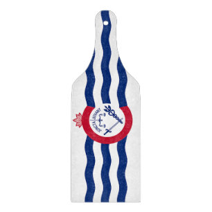 Glass cutting board paddle with flag Cincinnati