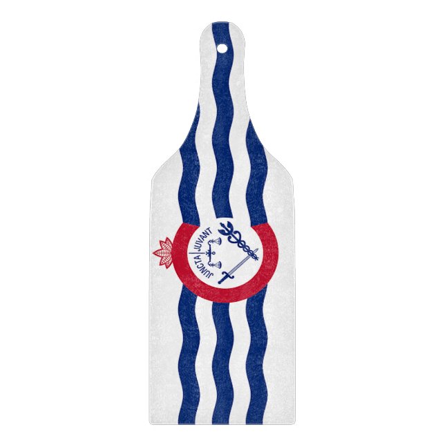 Glass cutting board paddle with flag Cincinnati (Front)