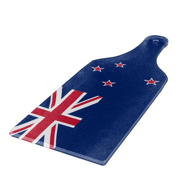 Glass cutting board paddle with flag New Zealand (Corner)