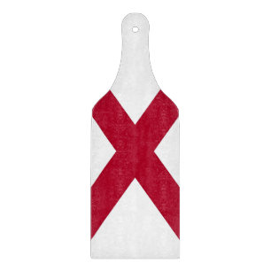 Glass cutting board paddle with flag of Alabama