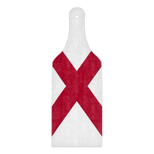 Glass cutting board paddle with flag of Alabama