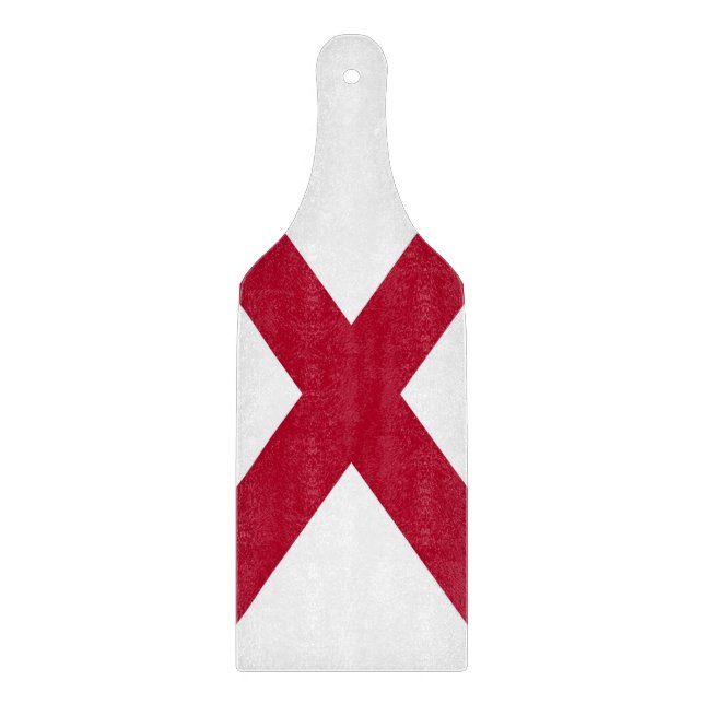 Glass cutting board paddle with flag of Alabama (Front)