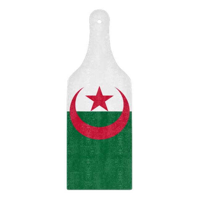 Glass cutting board paddle with flag of Algeria (Front)