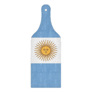 Glass cutting board paddle with flag of Argentina