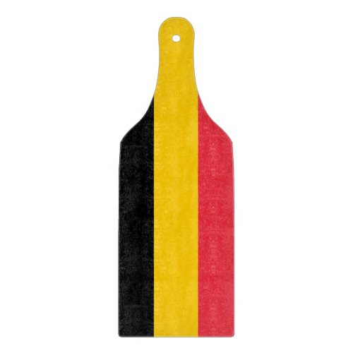 Glass cutting board paddle with flag of Belgium