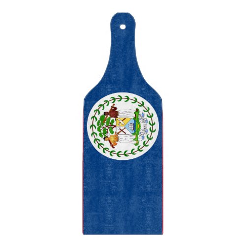 Glass cutting board paddle with flag of Belize