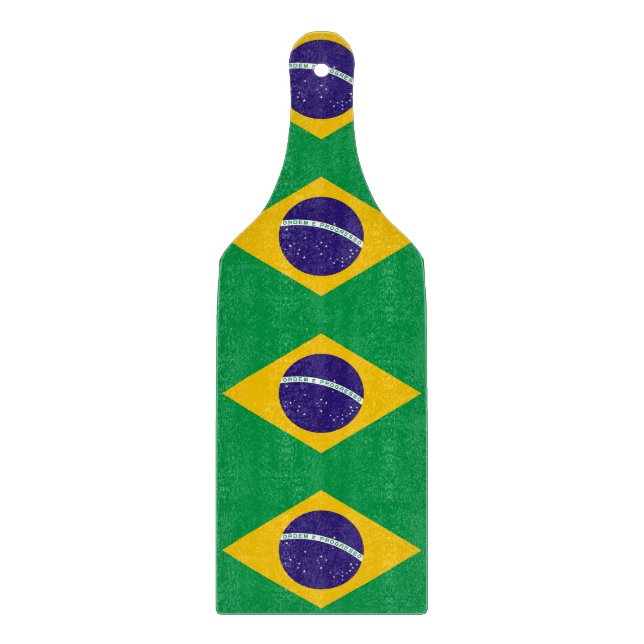 Glass cutting board paddle with flag of Brazil (Front)
