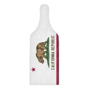 Glass cutting board paddle with flag of California