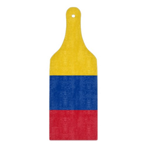 Glass cutting board paddle with flag of Colombia