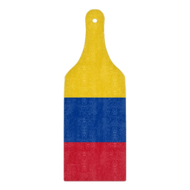 Glass cutting board paddle with flag of Colombia (Front)