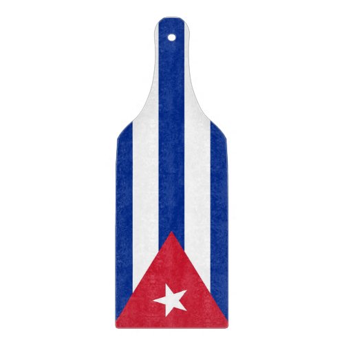 Glass cutting board paddle with flag of Cuba