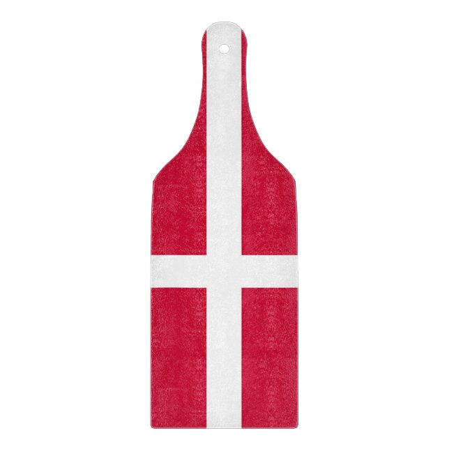 Glass cutting board paddle with flag of Denmark (Front)