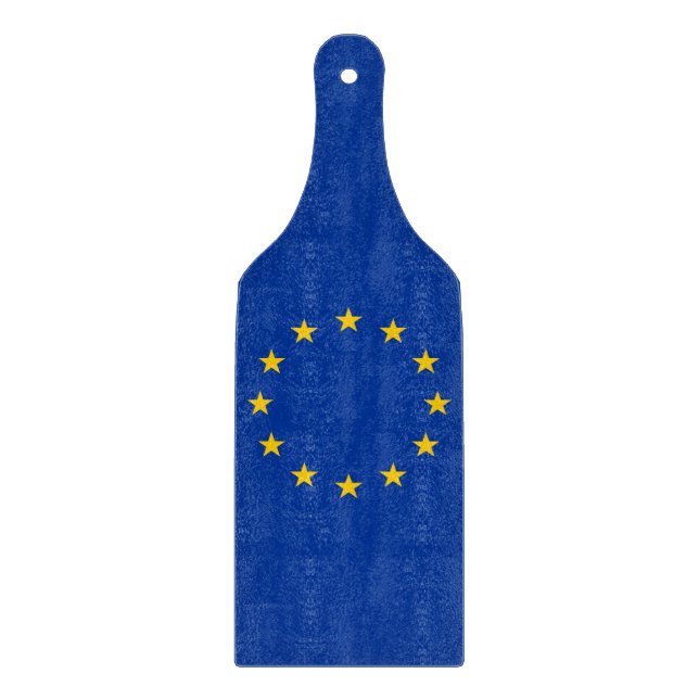 Glass cutting board paddle with flag of Europe (Front)
