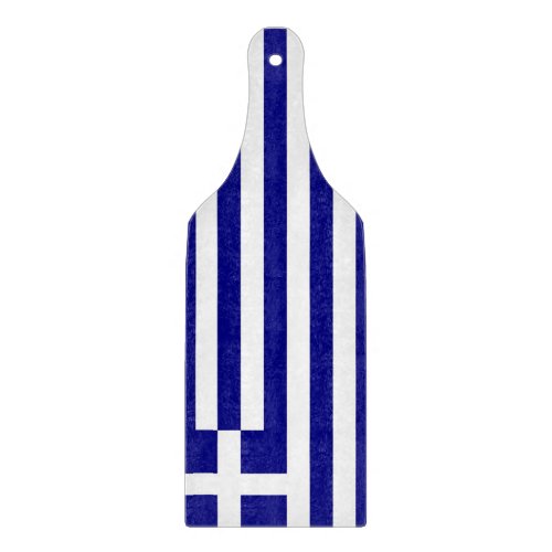 Glass cutting board paddle with flag of Greece