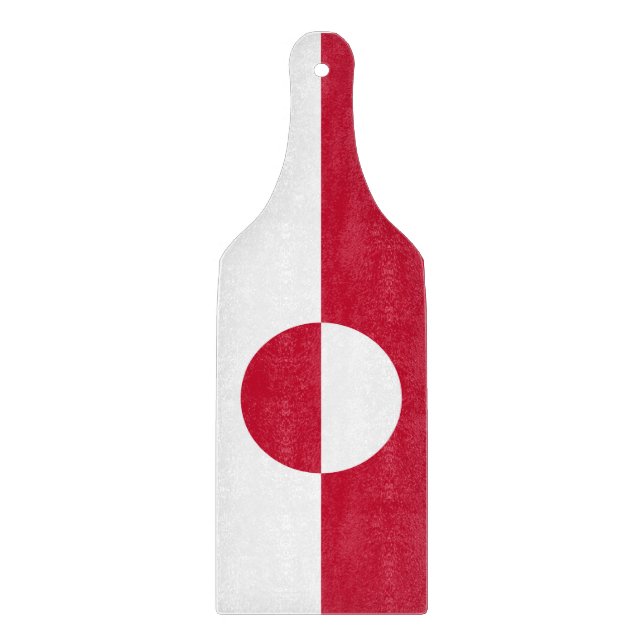 Glass cutting board paddle with flag of Greenland (Front)