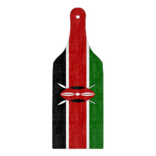 Glass cutting board paddle with flag of Kenya