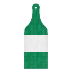 Glass cutting board paddle with flag of Nigeria