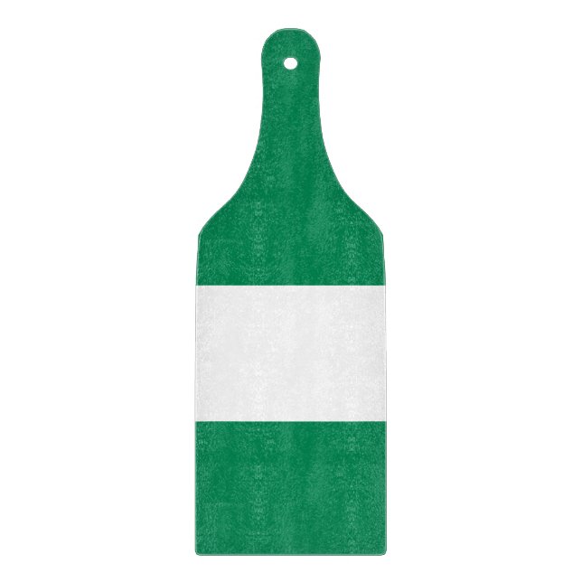 Glass cutting board paddle with flag of Nigeria (Front)