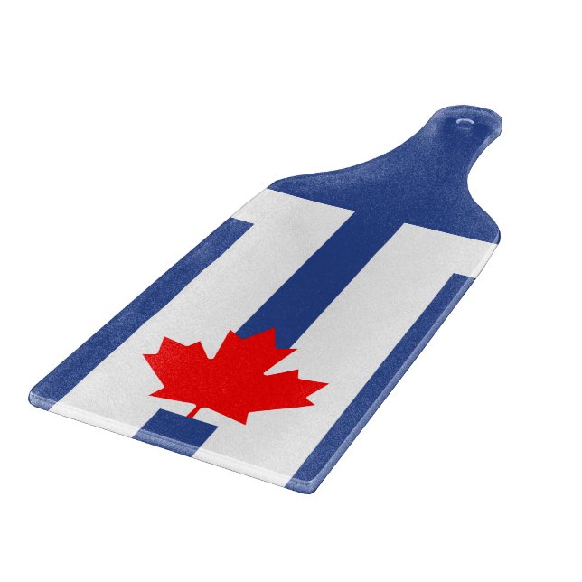Glass cutting board paddle with flag of Toronto (Corner)
