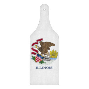 Glass cutting board paddle with Illinois flag