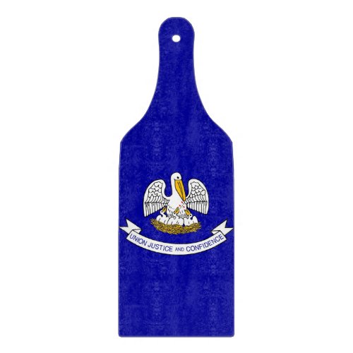 Glass cutting board paddle with Louisiana flag