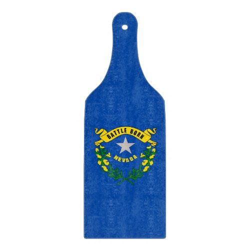 Glass cutting board paddle with Nevada flag