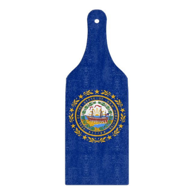 Glass cutting board paddle with New Hampshire flag (Front)
