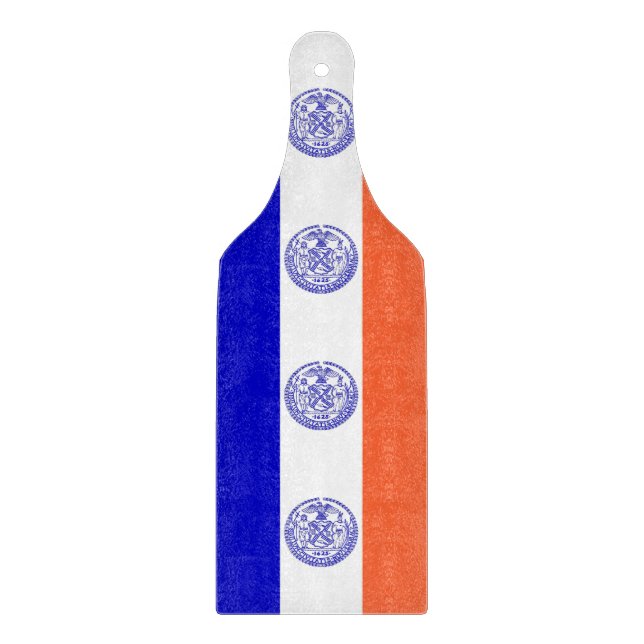Glass cutting board paddle with New York City flag (Front)
