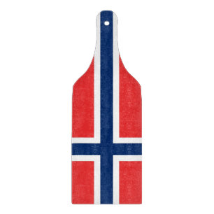 Glass cutting board paddle with Norway flag