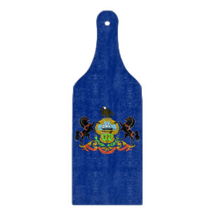 Glass cutting board paddle with Pennsylvania flag
