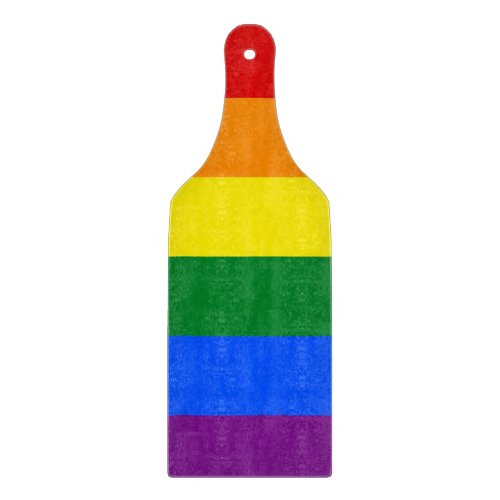 Glass cutting board paddle with Pride flag of LGBT