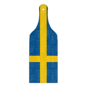 Glass cutting board paddle with Sweden flag