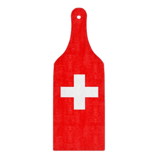Glass cutting board paddle with Switzerland flag (Front)