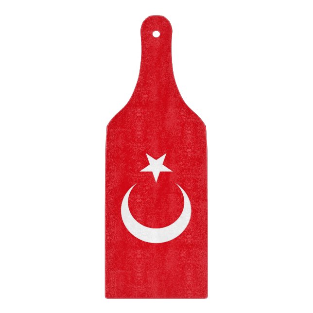 Glass cutting board paddle with Turkey flag (Front)