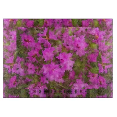 Glass Cutting Board Purple Rhododendron