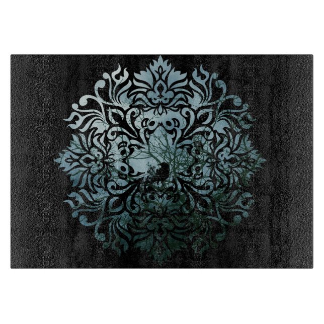 Glass Cutting Board - 'Sitting Raven' (Front)