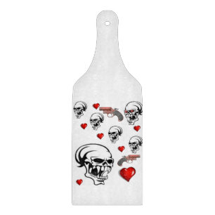 Glass Cutting Board Valentine's Day Skull