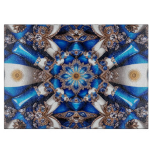 Glass cutting board with Argentinian Colors