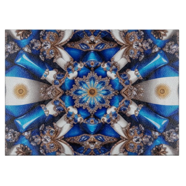 Glass cutting board with Argentinian Colors (Front)