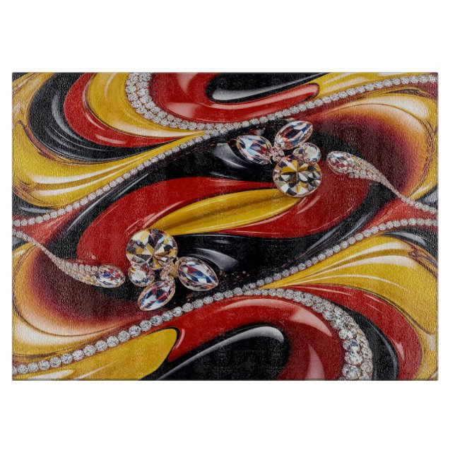 Glass cutting board with Belgian Colors (Front)