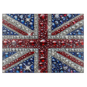 Glass cutting board with British Colors