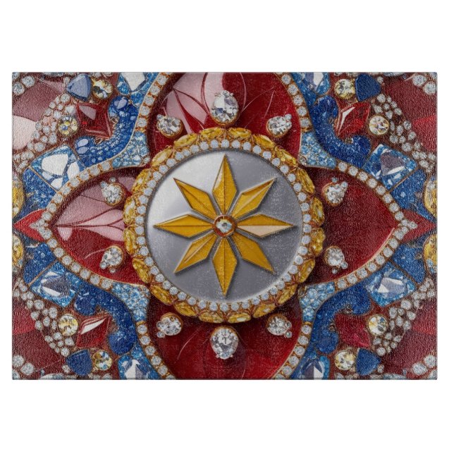 Glass cutting board with Colombian Colors (Front)