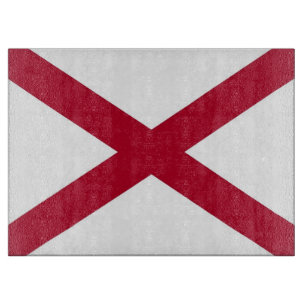 Glass cutting board with Flag of Alabama State