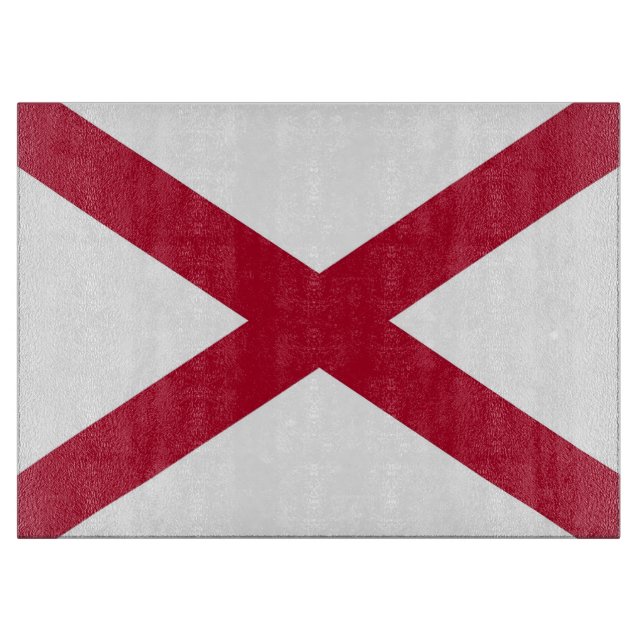 Glass cutting board with Flag of Alabama State (Front)