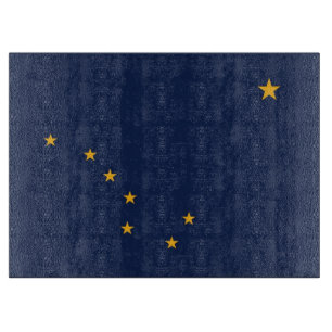 Glass cutting board with Flag of Alaska State
