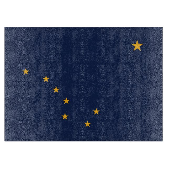 Glass cutting board with Flag of Alaska State (Front)