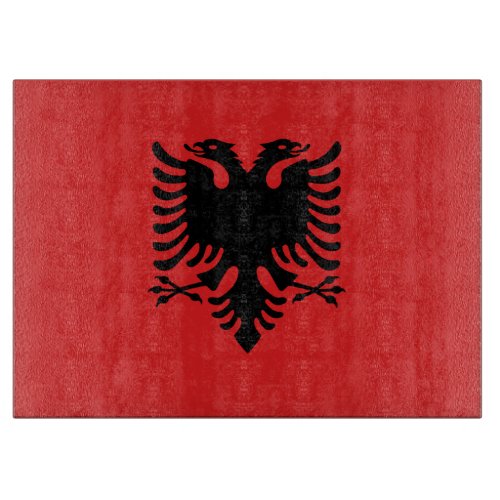 Glass cutting board with Flag of Albania
