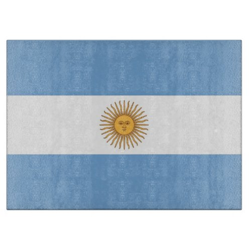 Glass cutting board with Flag of Argentina