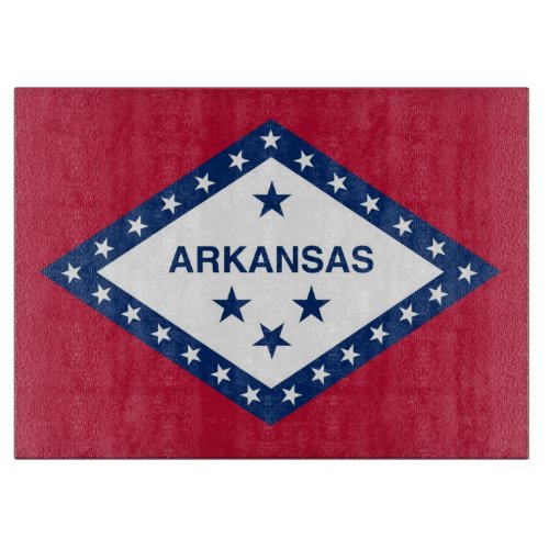 Glass cutting board with Flag of Arkansas State